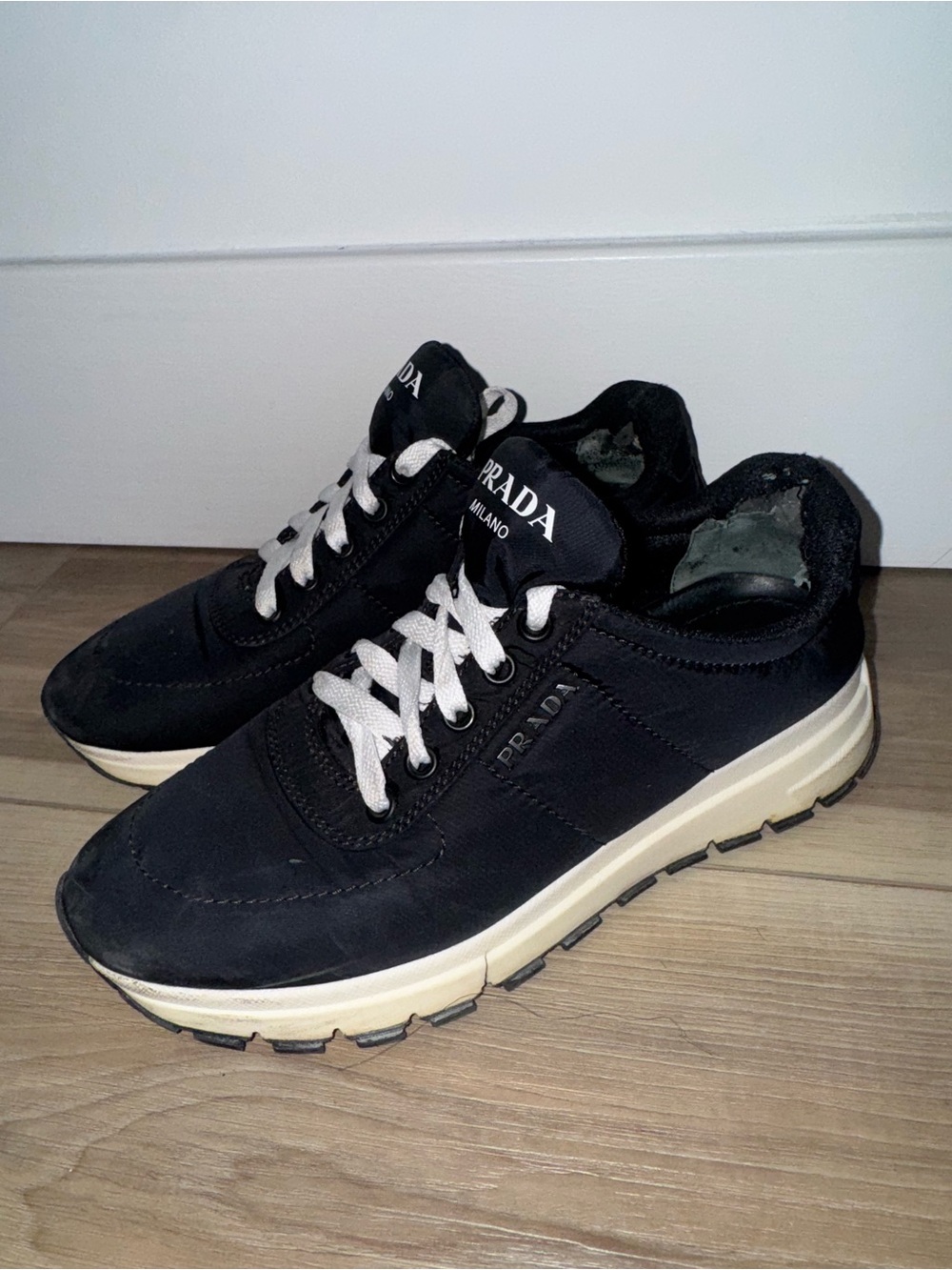 Prada Milano Men’s Black Suede Lace-Up Sneakers - Picture 4 of 12